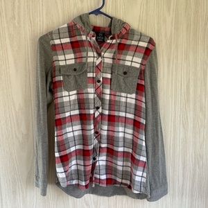 EMPYRE button up flannel with hood